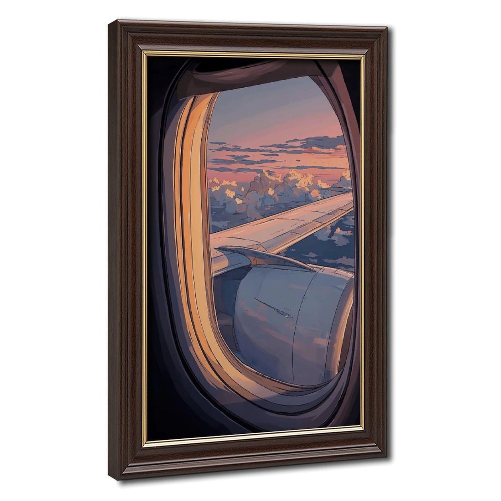 AYINUER Airplane Window Sunset Cloud View Poster Canvas Poster for Dorm Room Decor Gift