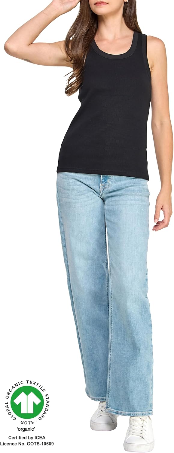 GREEN VOYAGE Women's GOTS Certified Organic Cotton Sleeveless Shelf Bra Rib Tank Tops - Image 7