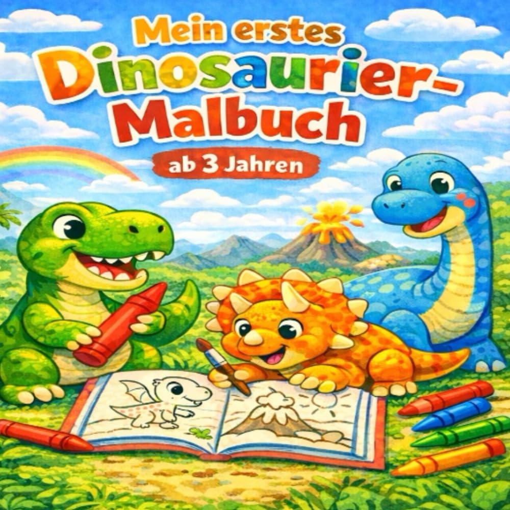 Mein erstes Dinosaurier-Malbuch (ab 3 Jahren): Einfache Motive für kleine Künstler