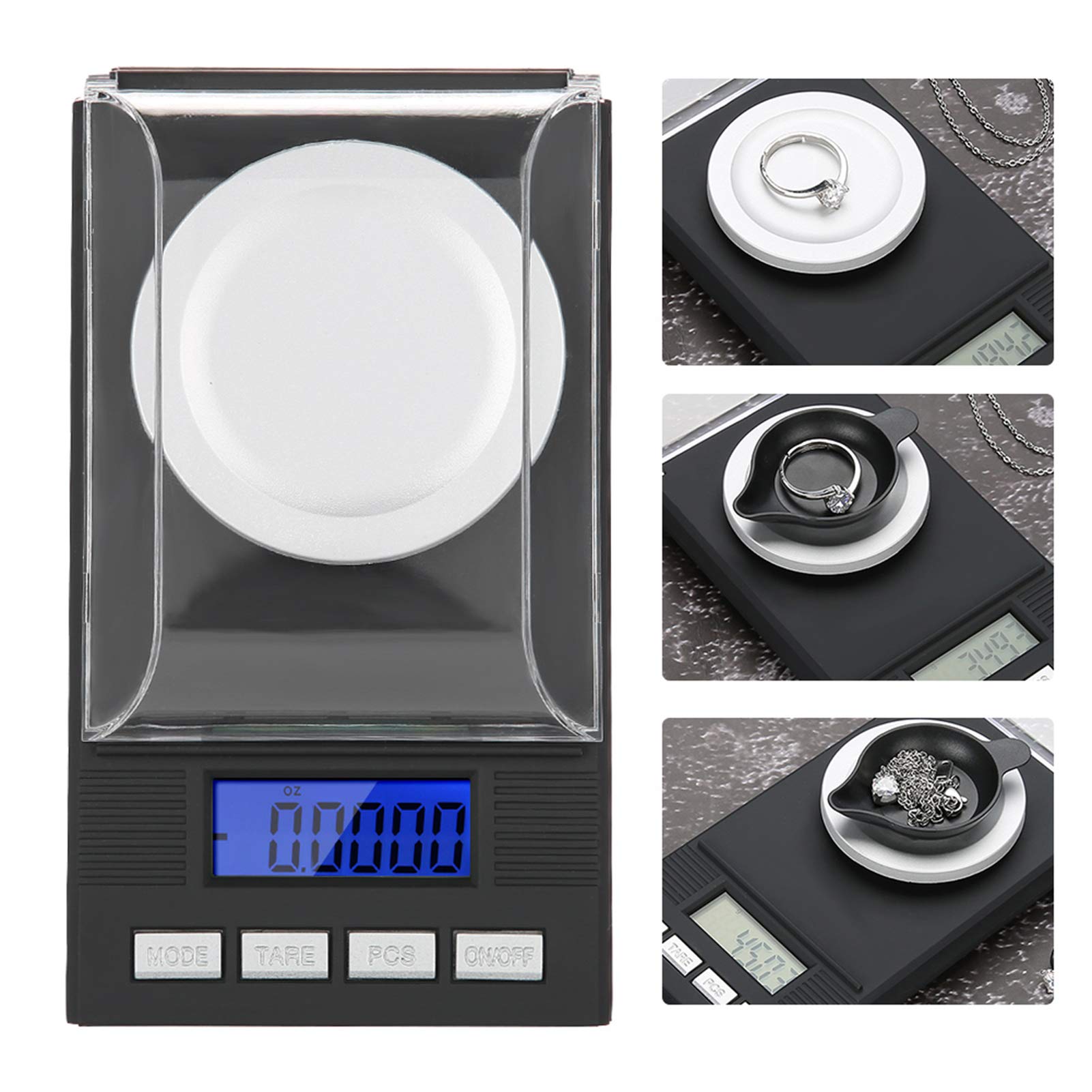 lyrlody Digitalwaage 0,001g Miniwaage Schmuckwaage, Edelsteinwaage mit 6 Einheiten Tara Kalibrierung Stückzählung Automatische Abschaltung Windschutz für Schmuck Gold Edelsteine Kräuter (20g)