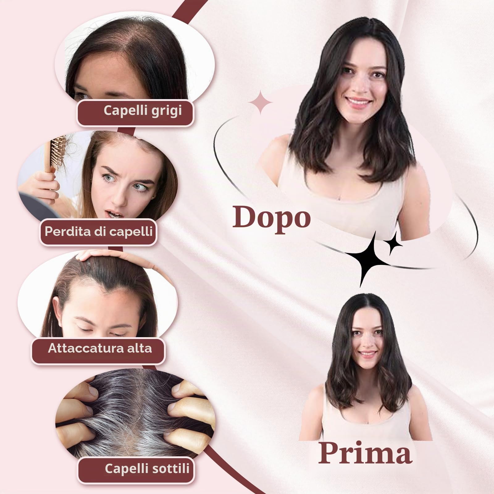 Topper per capelli umani da donna, Capelli veri 40g, Base in pizzo migliorata, 30,5 cm (Castano chiaro sfumato con riflessi biondi, 30,5 cm)
