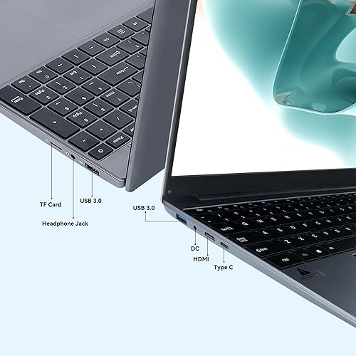 Miniatura 6 de Computadora portátil, portátil de negociosestudiantes de 15.6 pulgadas, procesadores Intel N5095 de cuatro núcleos, 16 GB DDR4 y SSD de 512 GB,