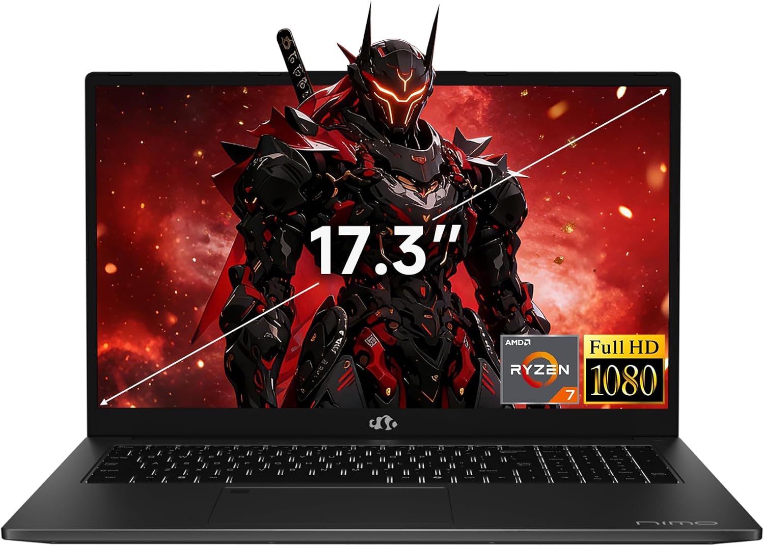 NIMO 2026 Laptop, 8 Cores AMD R7 7735HS 32GB DDR5 RAM 1TB SSD (Up to 4.75GHz, Beat i7-12650H) Gaming Laptop with Radeon 680M GPU, 17.3" IPS FHD Large Screen, 180° Open Angle, Webcam, Type-C, Wi-Fi 6E