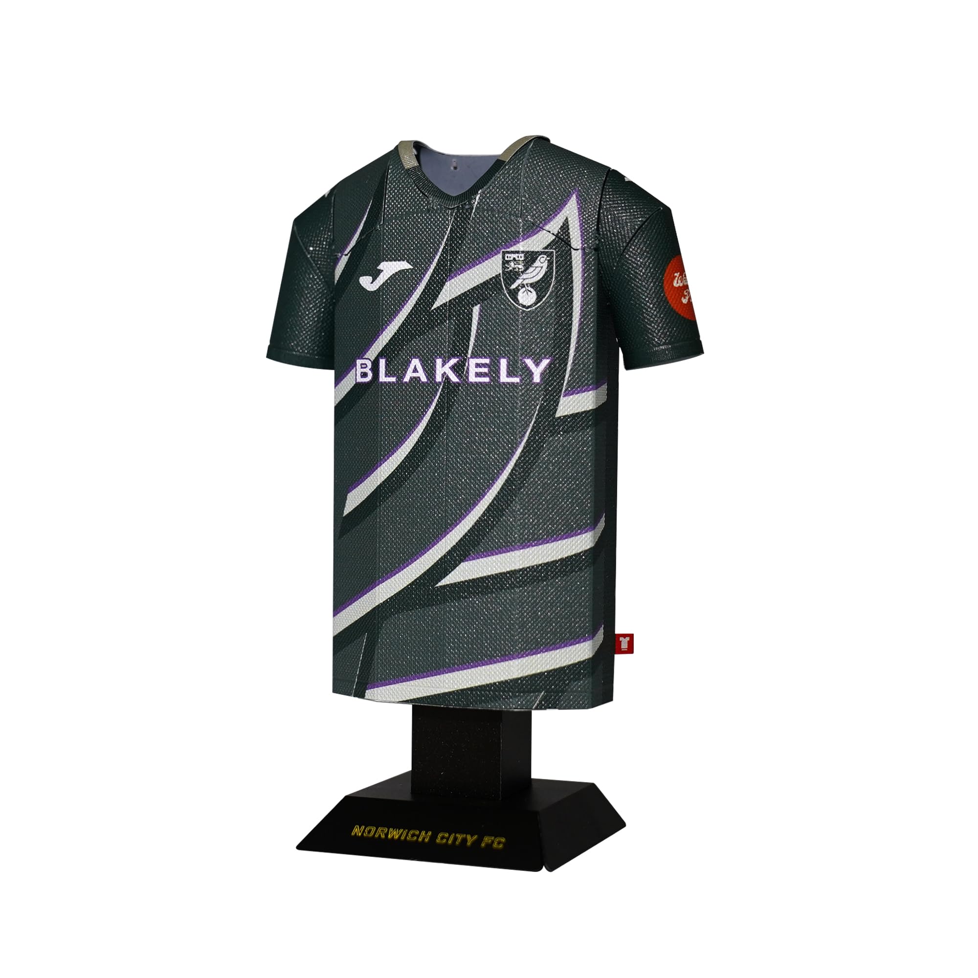 Norwich City FC Home Away Retro Metal Football Shirt Jersey - Officially Licensed Miniature Alloy Replica Top Collectible Display Gift - Personalise Name & Number Decals (25/26 Away) โ image 1