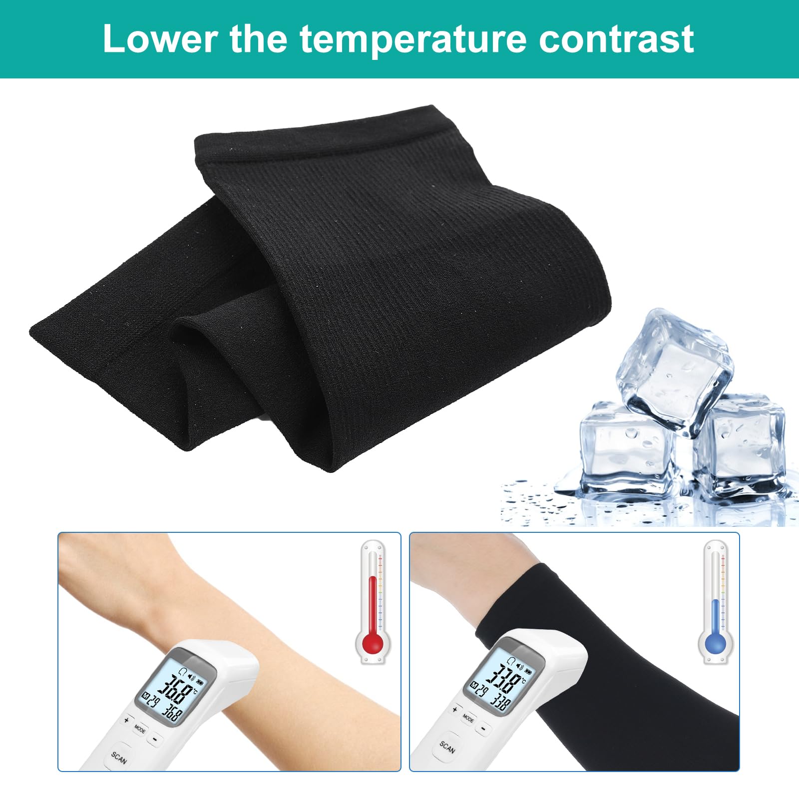 Telooco 2 Paia Manicotti Pallavolo Ragazza Bambini Manicotti di Protezione Solare Nero Maniche Anti-Taglio Anti-UV Compresse in Seta di Ghiaccio Compressa per Bambini Ragazzi Ragazze