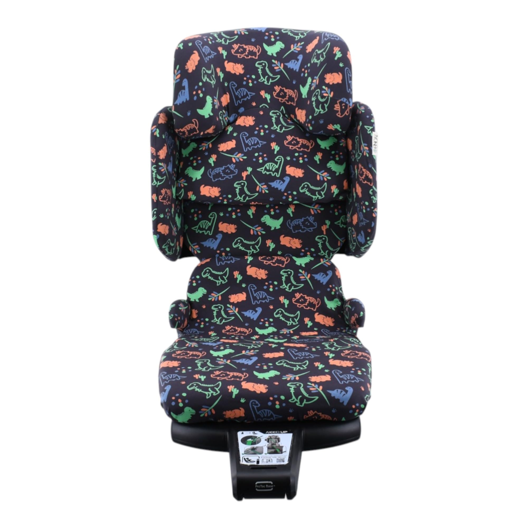 JYOKO Funda para Silla De Coche Compatible con Axkid Up | Algodón Orgánico | Transpirable Y Suave | Estampado Happy Dino