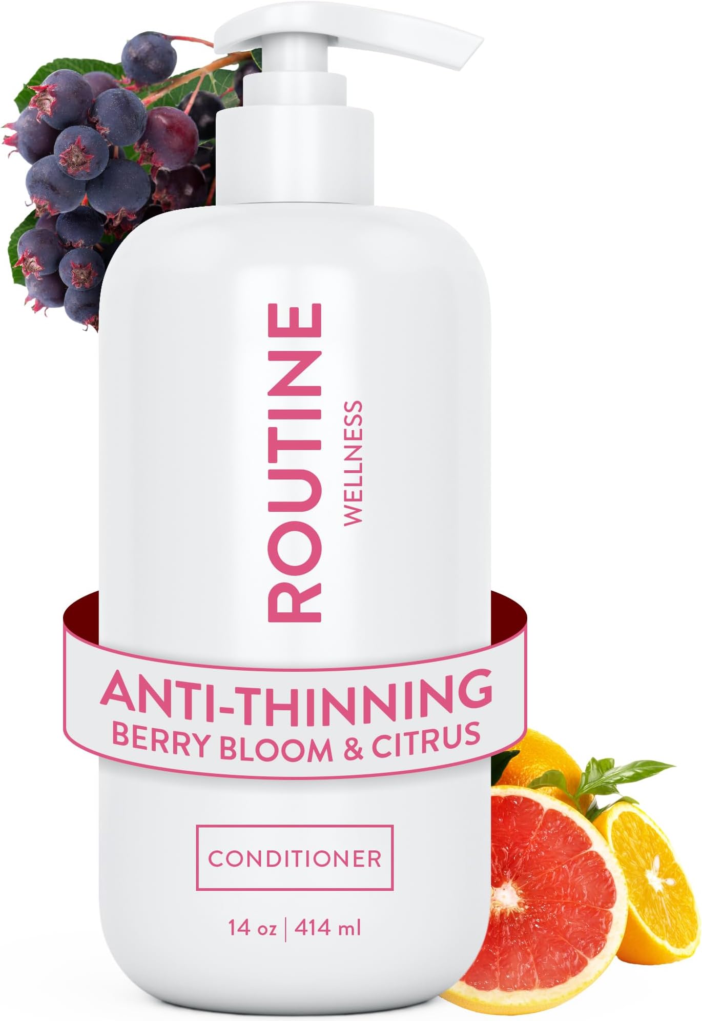 Routine Wellness Anti-Thinning Deep Conditioner for Thinning Hair to Reduce Breakage - CLINICALLY TESTED Formula with DHT Blockers Saw Palmetto, Nettle Oil - Berry Bloom & Citrus Conditioner