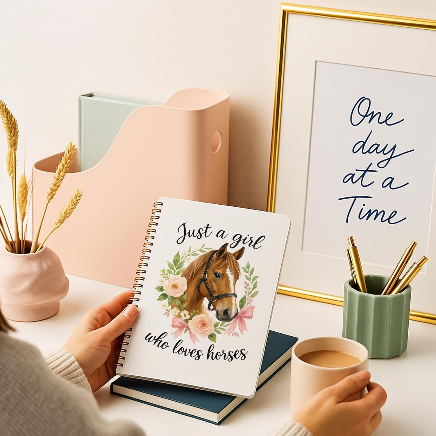 Horse Notebook Journal, Horse Lover Gifts for Women Girls, Cowgirl Gifts Stuff, Just a Girl Who Loves Horses Hardcover Notebooks for Note Taking, 5.5x8.3 Inches 256