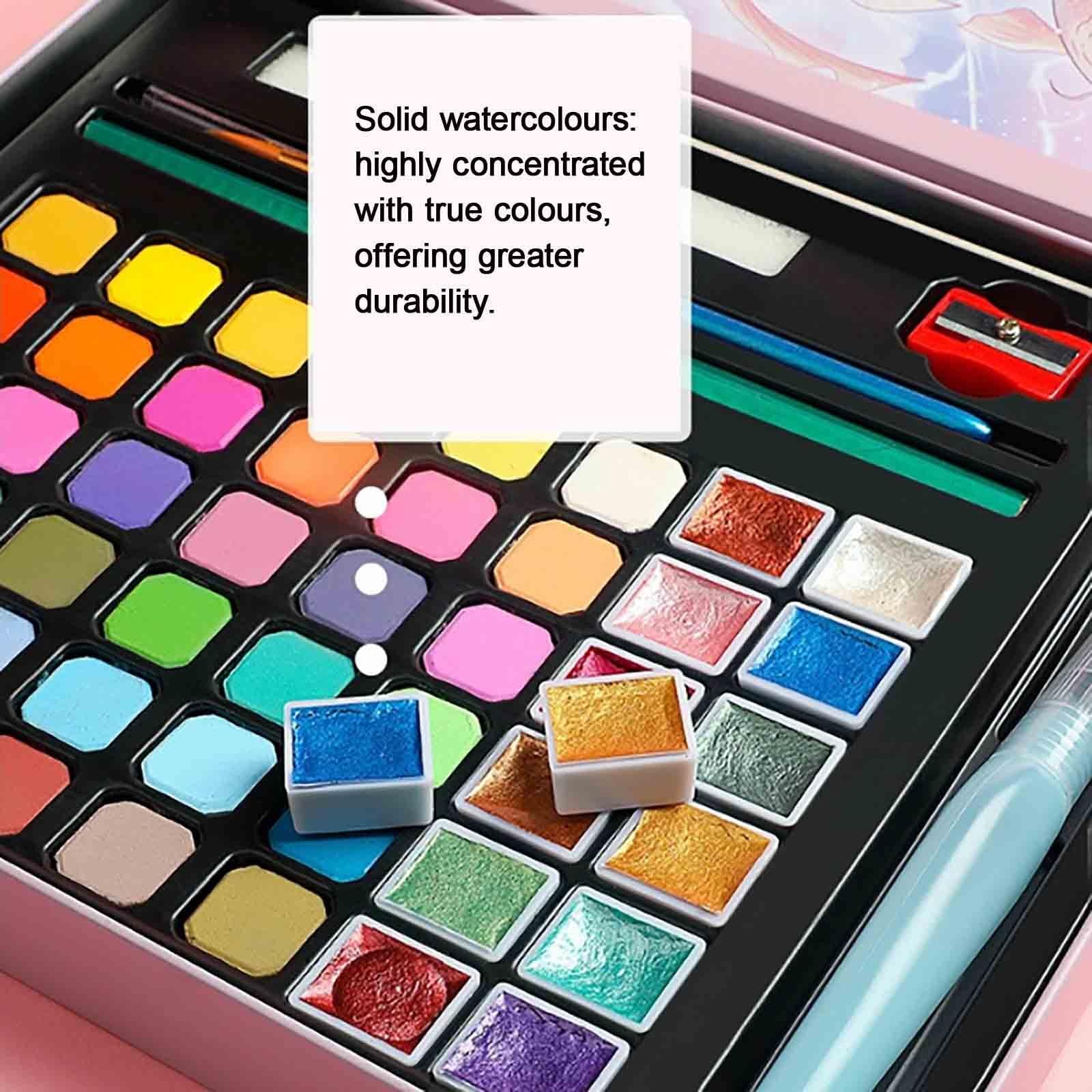 Perlmutt Solide Mini Aquarell Set Professionell Aquarellfarben All-In-One Pocket Aquarell Set Für Kunststudenten(60 colours - pink C)
