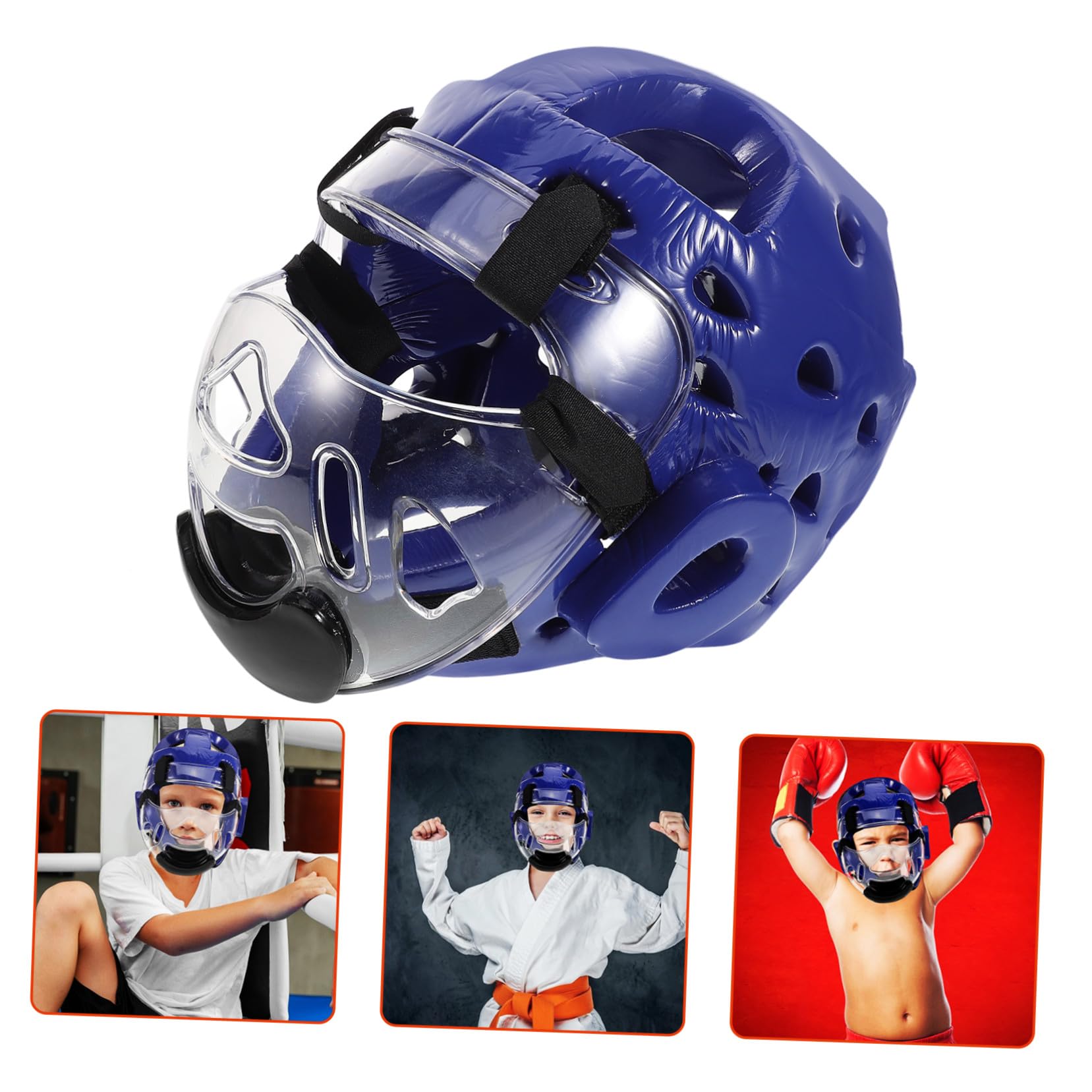 GANAZONO Casco Taekwondo para Niños con Protección Facial Completa y Ventilación Transpirable, Arnés Ajustable Adecuado para Entrenamiento y Competición Segura