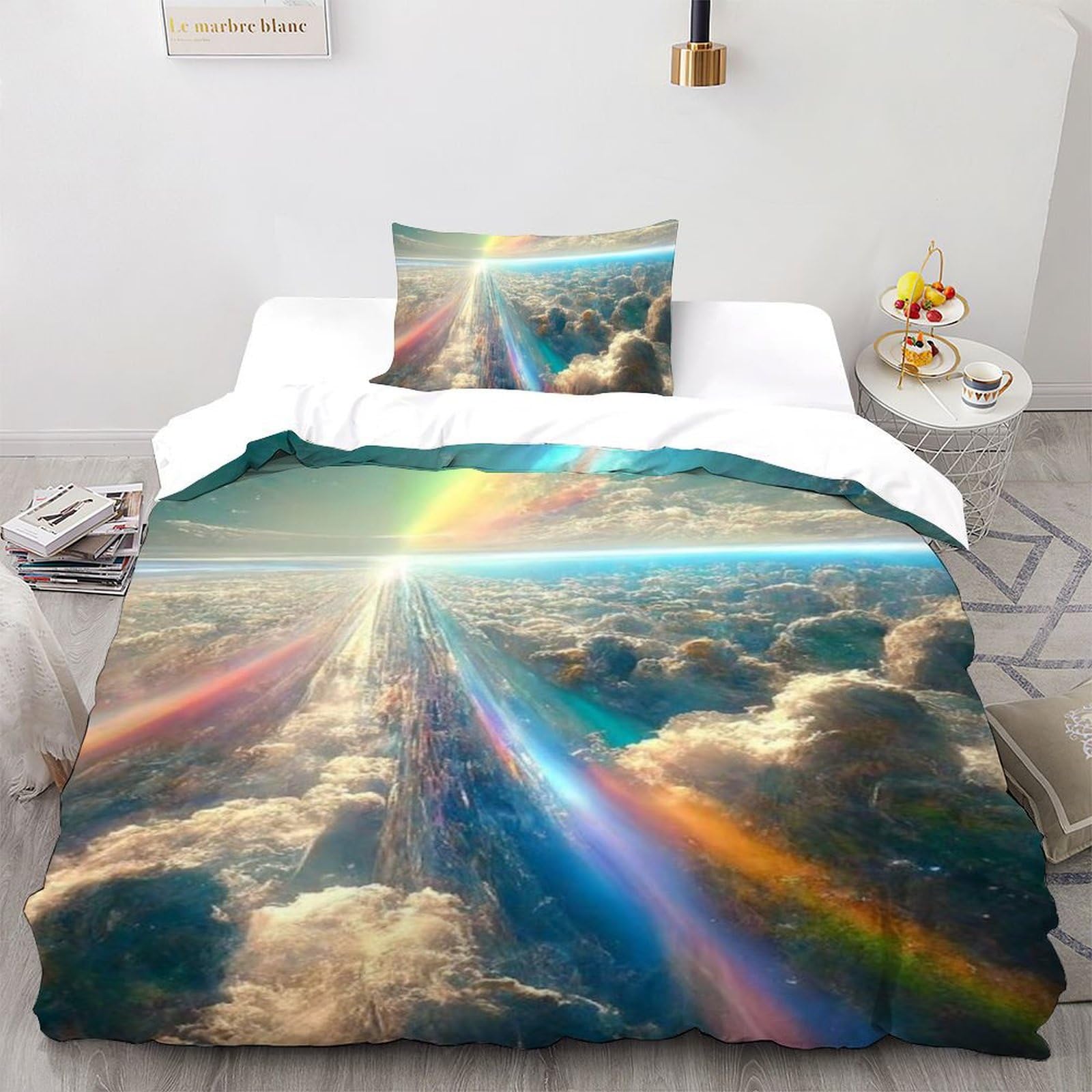 Housse de couette single paysage 3D microfibre douce pour lit enfant
