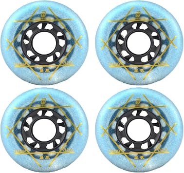 Inline Roller Skate Replacement Wheels Without Bearings Pack of 4 72mm 76mm 80mm for Inline Skate Wave Board Caster Board Street Surf, 88A PU Wear Resist Sliding Blue, 80MM