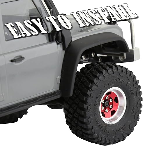 Miniatura 8 de Neumáticos de aluminio Beadlock RC de 1.0 pulgadas para camiones RC 118 124 TRX4M, SCX24, FCX24 RC Crawler, ruedas RC Hops Up (4 piezas doradas)