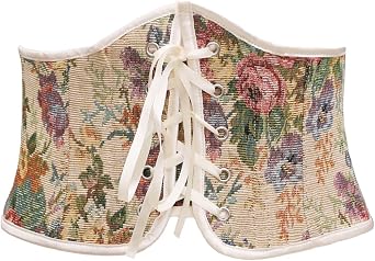 bslingerie Women Retro Vintage Floral Oil Painting Medieval Renaissance Bustier Underbust Corset