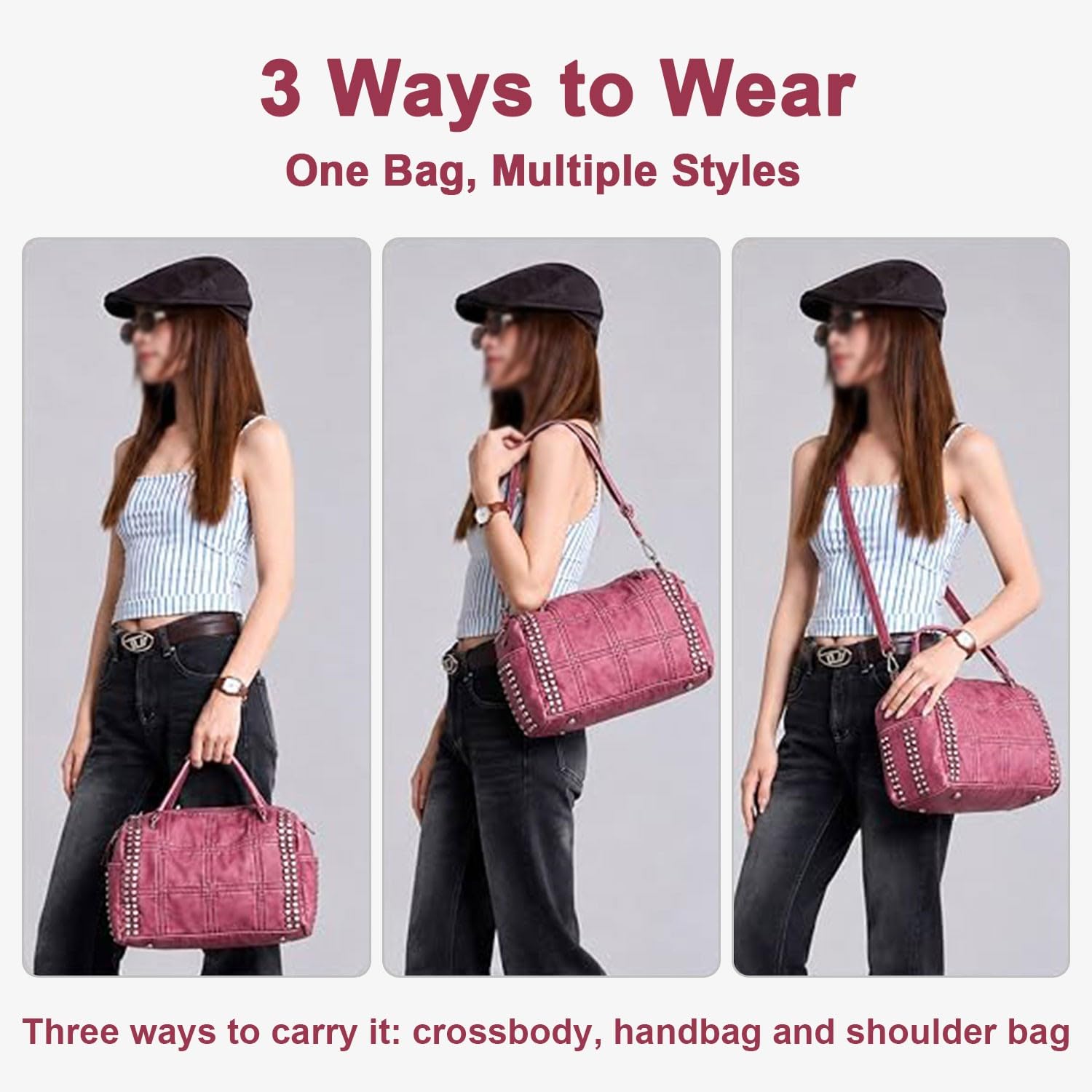 Bolso de Mano Bolsos De Mujer Grande Bandolera, PU Cuero Vintage City Bag