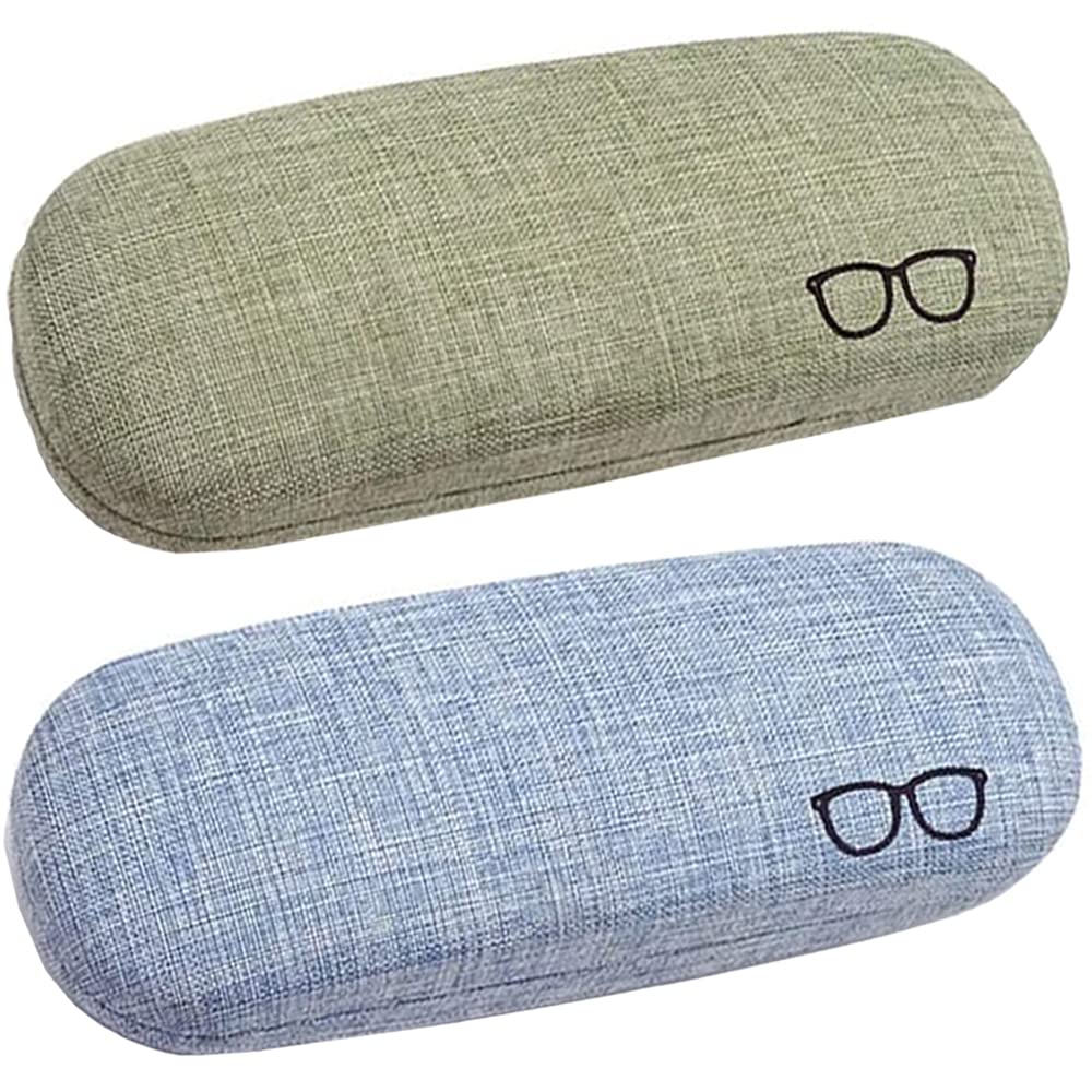 zfdg2 Piezas Estuche de Gafas, Estuche de Anteojos, Funda Rigida Gafas, Metal Portátil Plegable Estuche Rígido Anteojos para Mujeres, Hombres, Niños (Azul, Verde)