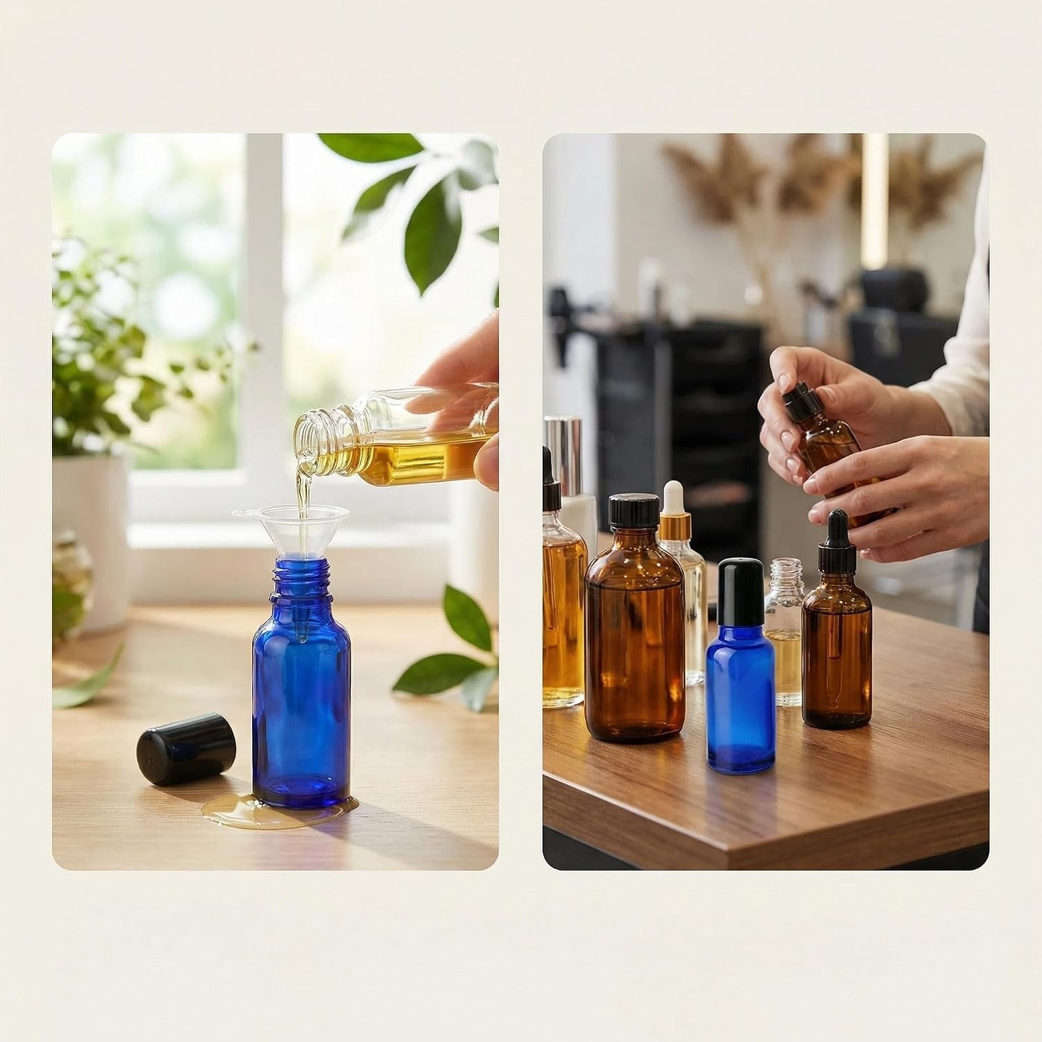 3 PCS 100ml/3.4oz Blue Glass Essential Oil Roller Bottles, Refillable Roll On Bottles with Stainless Steel Balls, Leak Proof Empty Deodorant Containers for Perfume Travel Cosmetics
