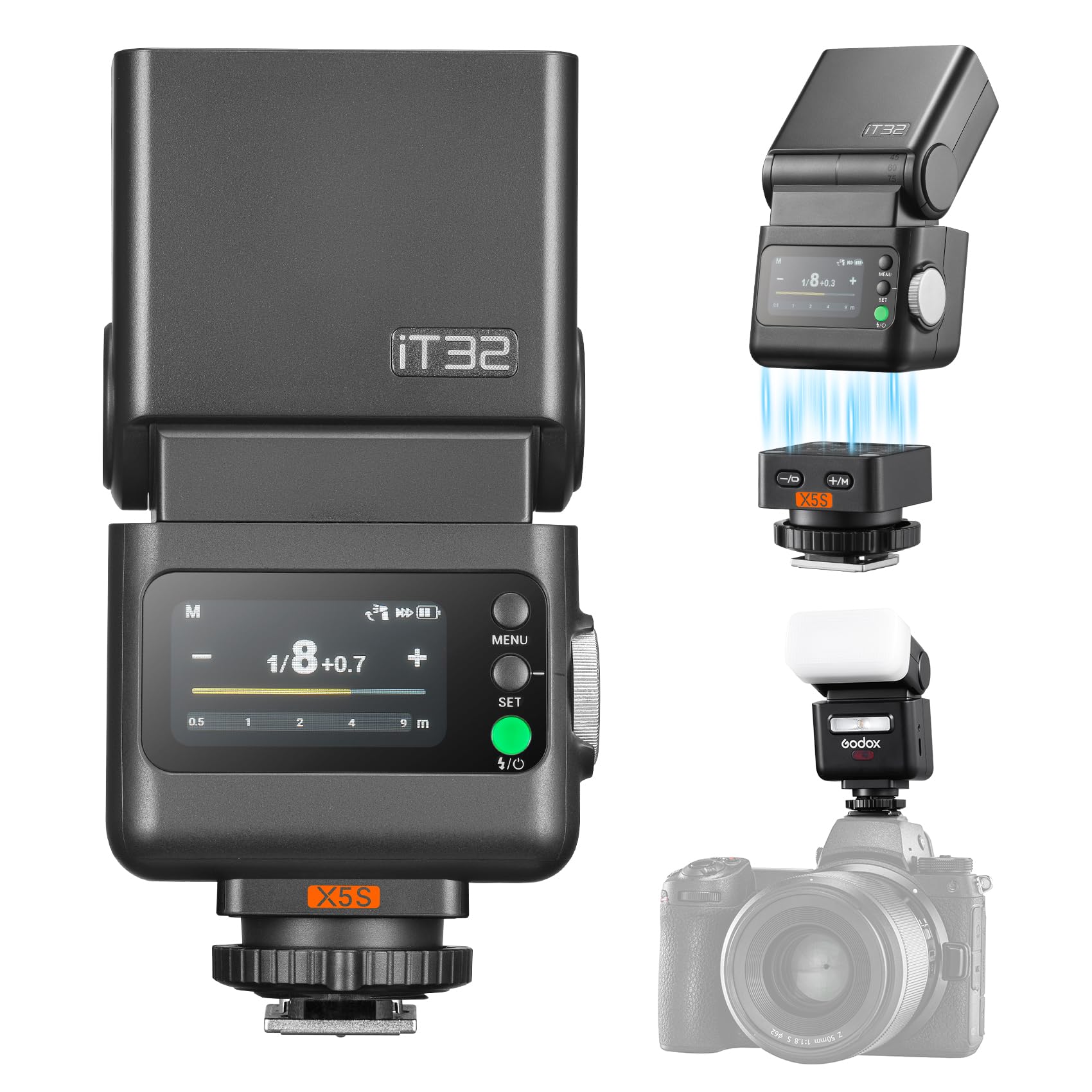 Godox iT32 TTL HSS Flash for Sony with X5-S Trigger, 1/80000s HSS 2.4G Wireless Off-Camera Kit, Magnetic Quick Release & USB-C for Portrait Wedding Event Photography-image-36