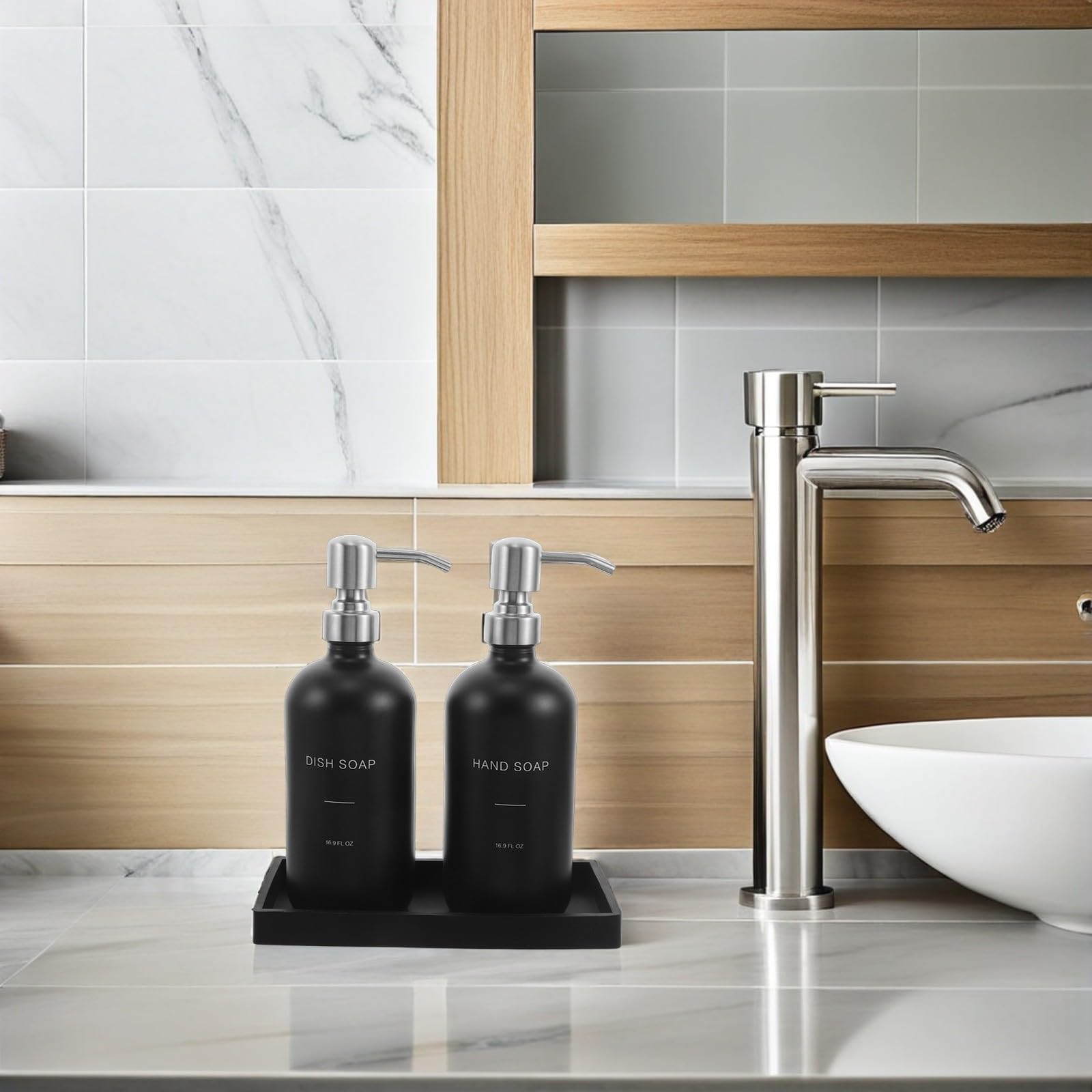 Dispenser Sapone in Vetro da 500ml con Pompa in Metallo