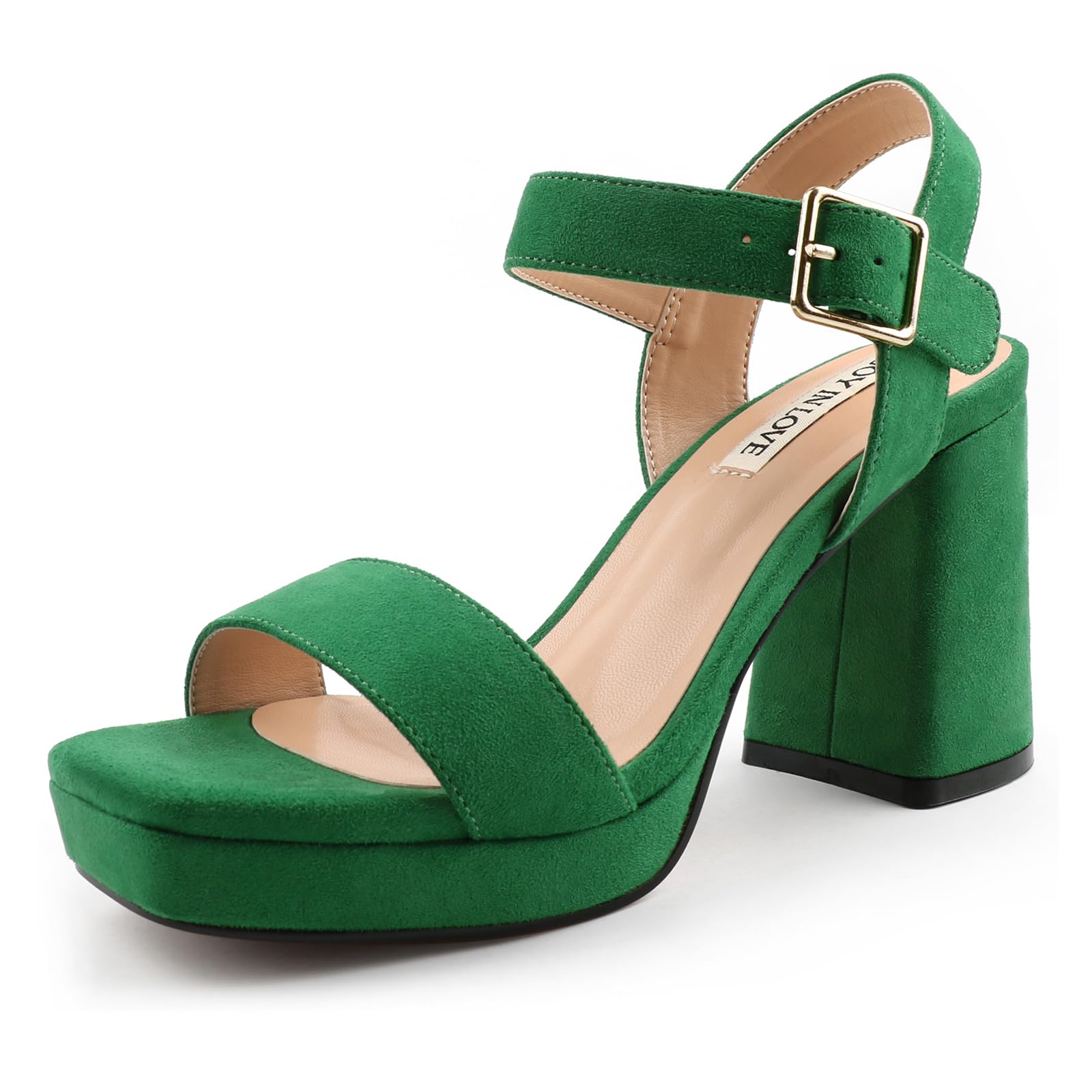 JOY IN LOVE Women's Chunky Platform High Heels Ankle Strap Block Heel Sandals