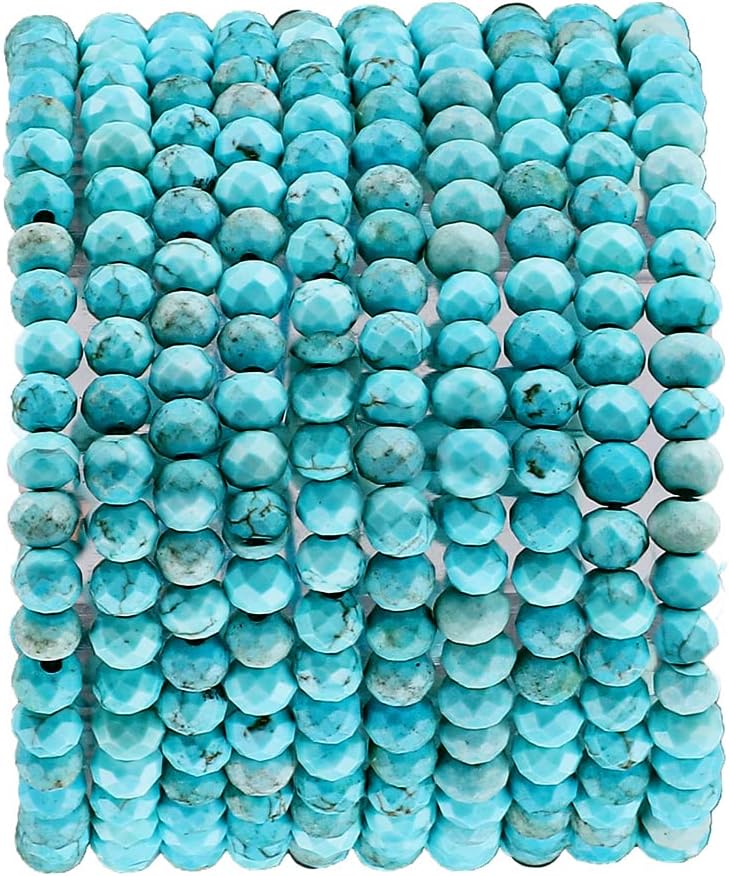 Natural Blue Turquoise Beads 4x2mm 120pcs Faceted Rondelle Loose Semi Gemstone Beads for Jewelry Making Design Blue Turquoise 4x2mm