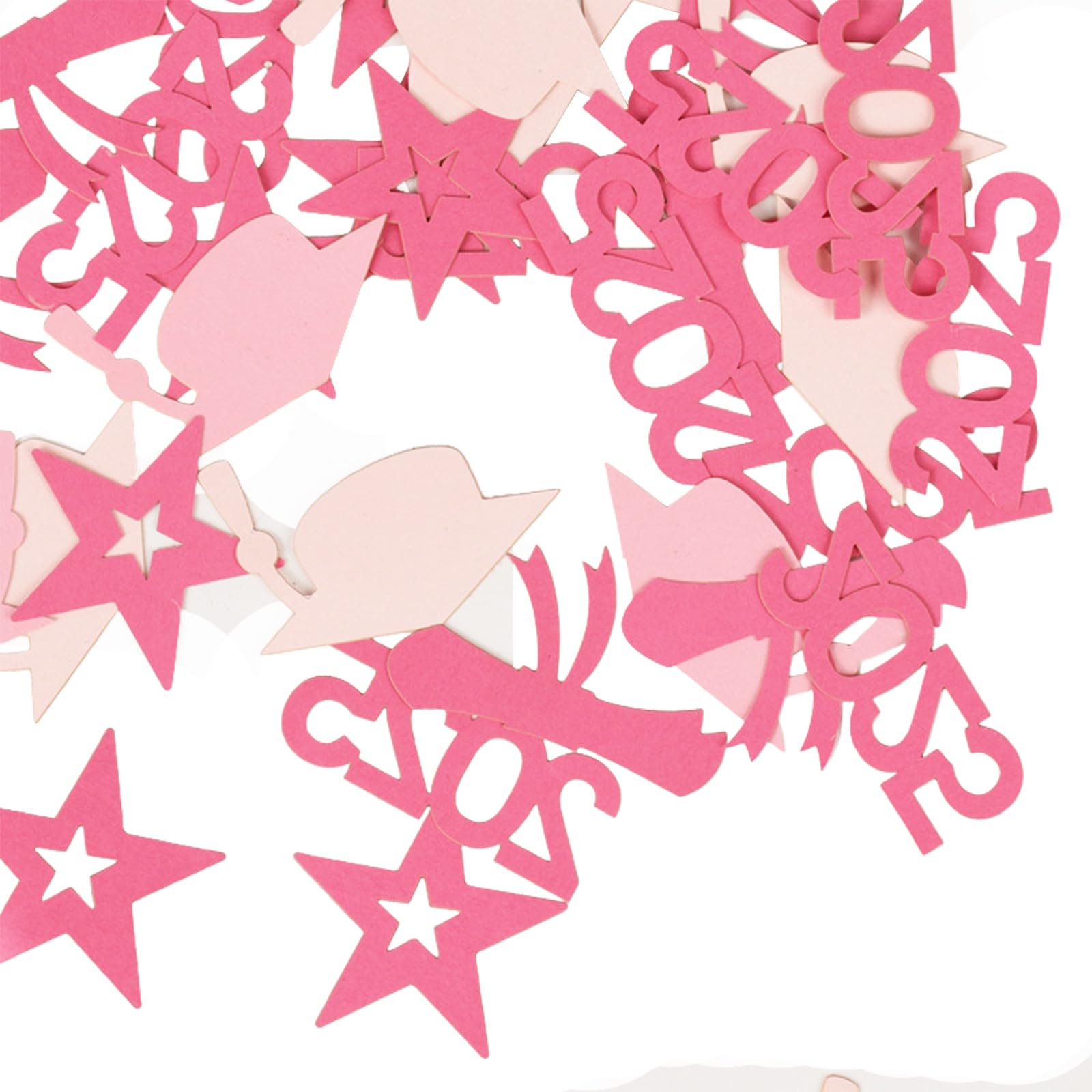 Graduation Decoration Confetti 200 Pieces 2025 Graduation Confetti Table Decoration Pink Graduation Hat Confetti Star Decoration Confetti for Graduation Party Passed Exam Decoration