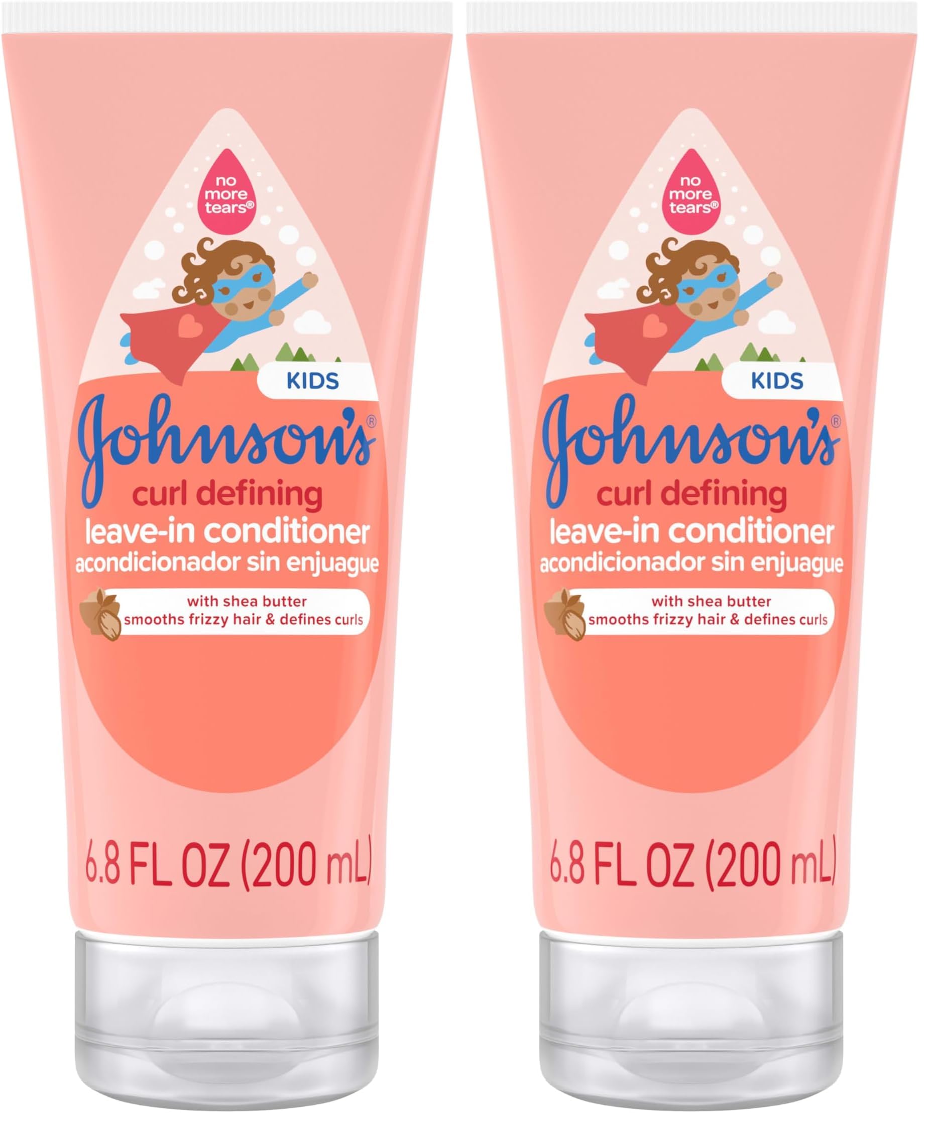 Johnson's Baby Curl Defining Tear-Free Kids' Leave-in Conditioner with Shea Butter, Paraben-, Sulfate- & Dye-Free Formula, Hypoallergenic & Gentle for Toddlers' Hair, 6.8 fl. Oz (Pack of 2)