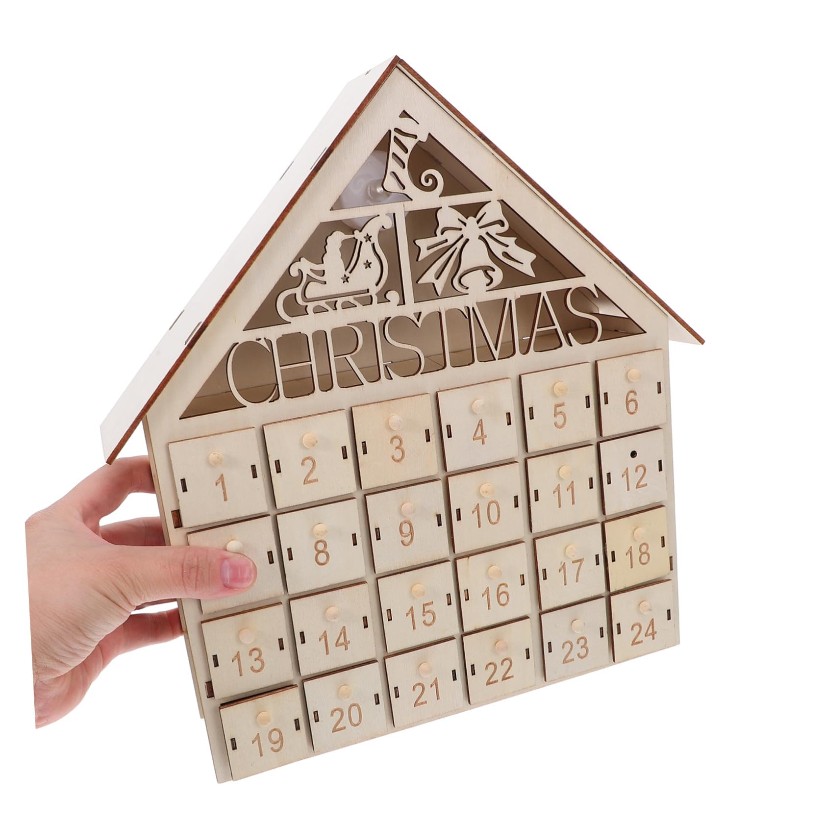 Calendario de Adviento de Madera con LED Reutilizables Decoración Navideña Iluminada para Familia Regresiva Interactiva para Navidad