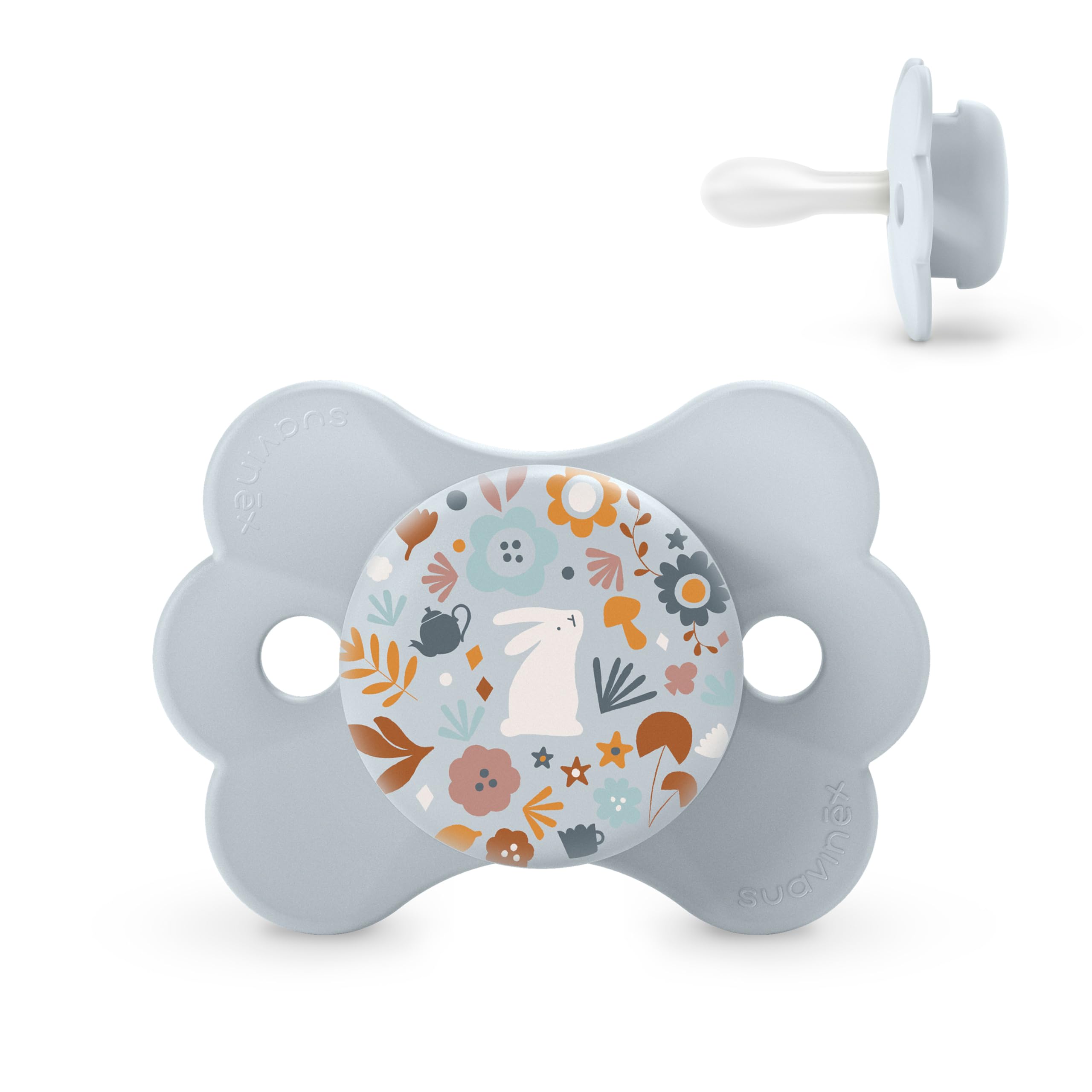 Suavinex, Pack 2 Chupetes con Tetina Fisiológica de Silicona SX Pro, Tetina Simétrica, Plana y Flexible, Bebés 0/6 Meses y Recién Nacidos, Respeta el Desarrollo Bucodental, Wonderland Azul/Beige — view 24