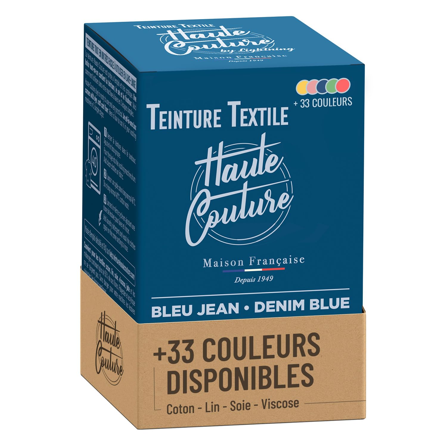 Teinture Textile - Haute Couture - Tout-​en-​un - 33 Couleurs - 350g - Vêtements et Tissus - Bleu Jean