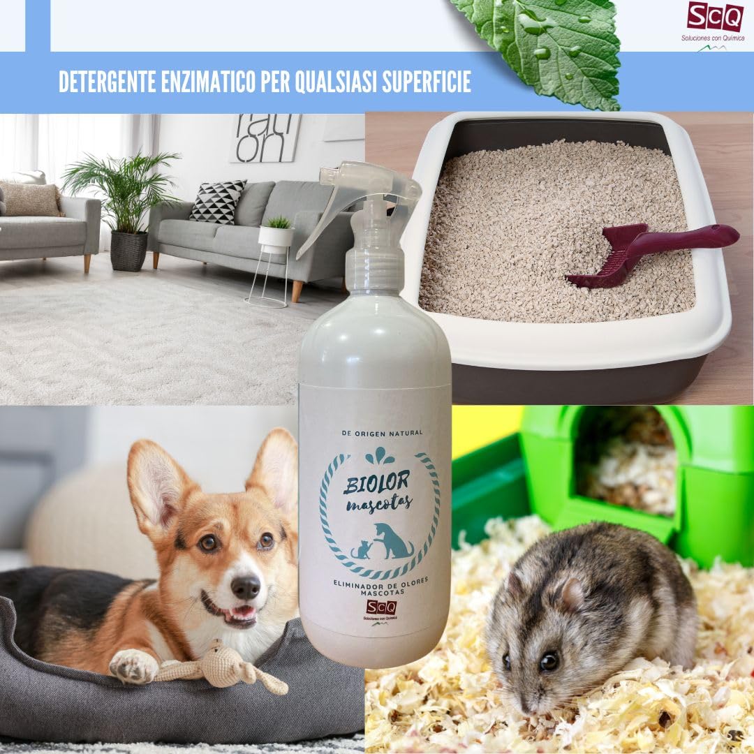 Eliminatore di odori per animali domestici istantaneo BIOLORMX 500ml | Neutralizzatore enzimatico di odori per cani e gatti | Anti-odori per cani e gatti | Rimuovi odori microbiologico per animali dom