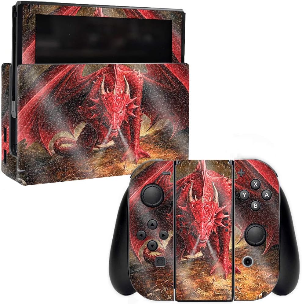 MightySkins Glossy Glitter Skin for Nintendo Switch - Angry Dragon | Protective, Durable High-Gloss Glitter Finish | Easy to Apply, Remove, and Change Styles | Made in The USA, GL-NISWI-Angry Dragon