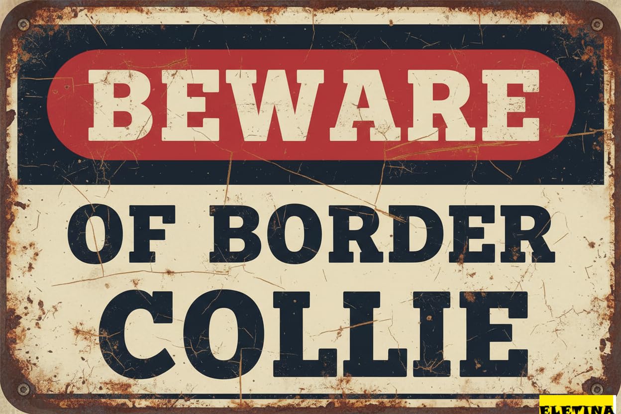 Vintage Metal Tin Sign for Man Cave Halloween Yard S Beware Of Yard Beware Of Border Collie Car Accessories S Home Funny Si (color : Decor A, Size : 8x12 In) Private Property Decorative