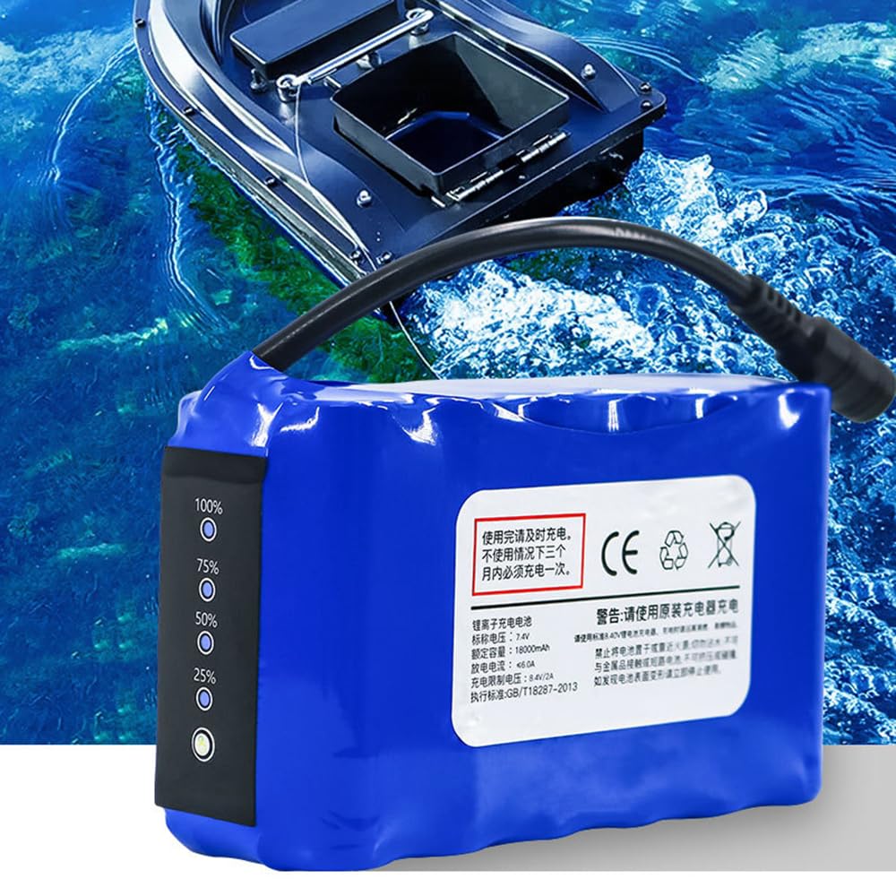 Batería de Litio recargable de 7,4 V, 7,4, 5200mAh, 9600mAh, batería de Ion de Litio mejorada para Barco, repuesto recargable, batería para Barco de cebo de Pesca