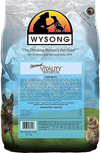 Wysong Optimal Vitality - Alimento seco para gatos con fórmula felina para adultos, 5 libras