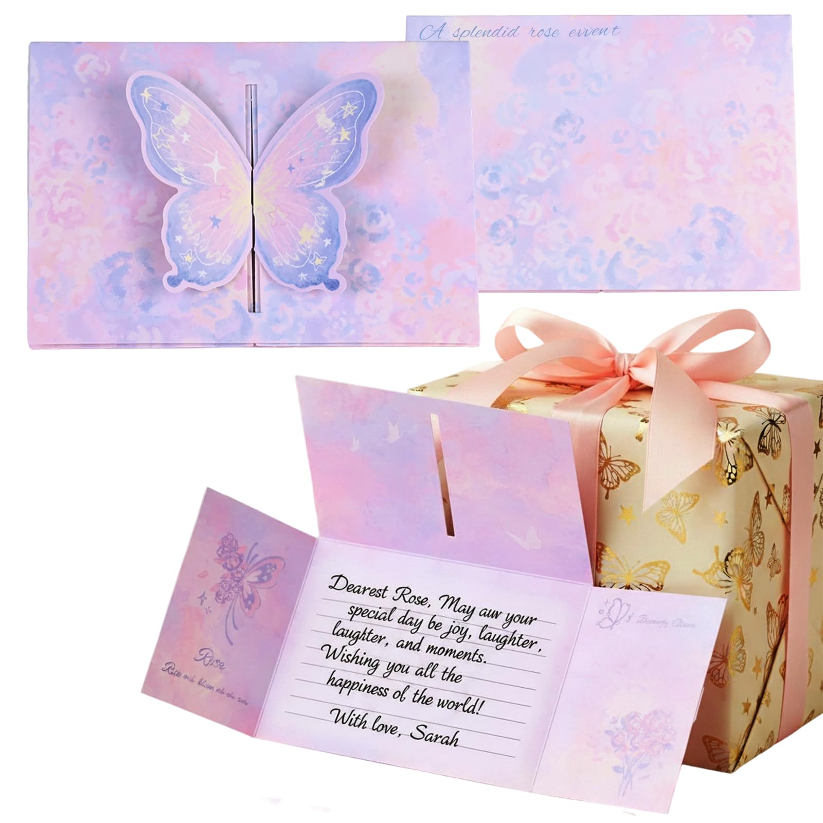 Pack of 18 Children's Birthday Invitation Cards, 3D Butterfly Design, Perfect Birthday Invitations for Girls and Boys, Includes Envelopes for Easy Sending, Kids Party Invitations