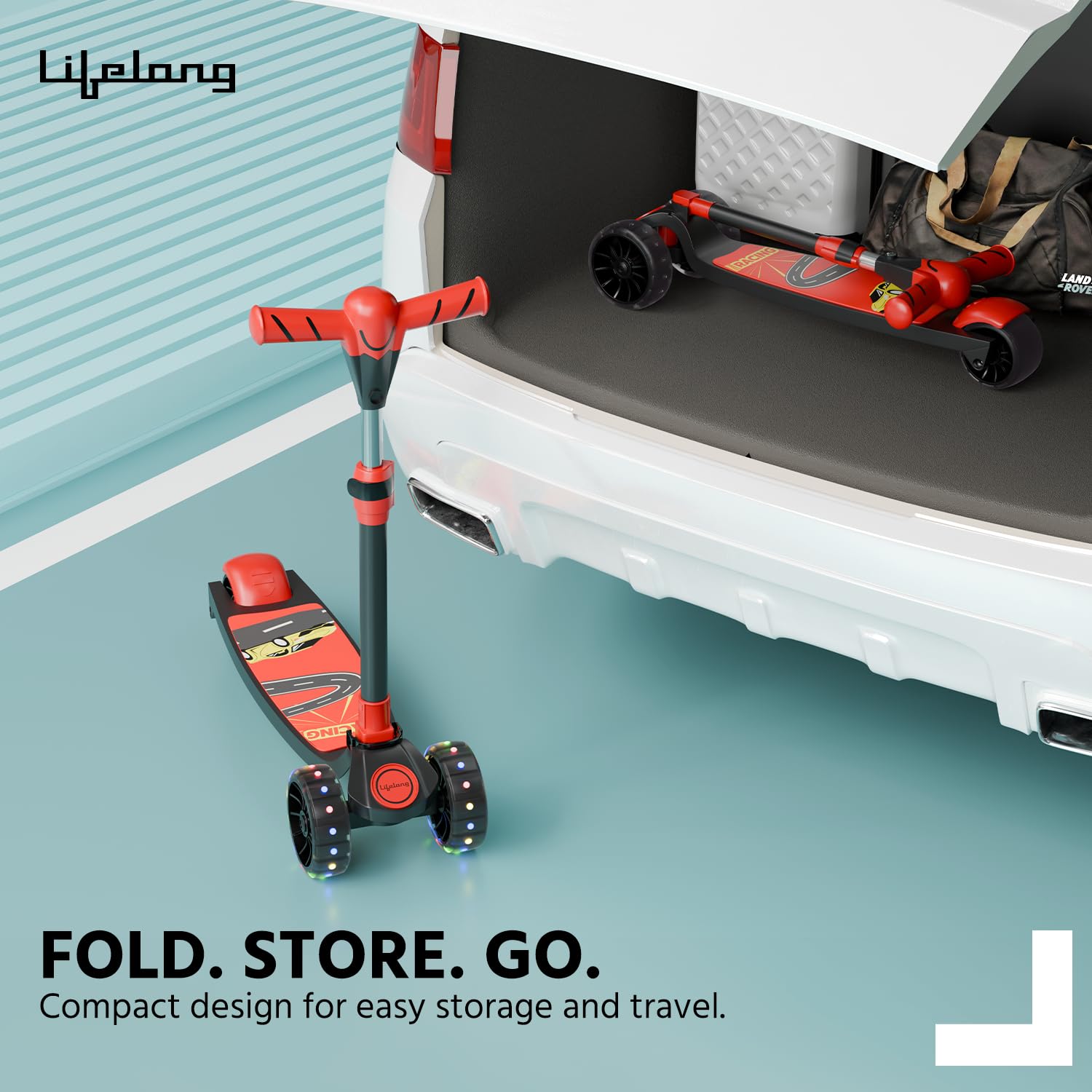 Lifelong Kick Scooter Adjustable Height, Foldable Design, with Side Stand, Skate Scooter for Kids, 6month Manufacturers Warranty, 50Kg Weight Capacity, (Red & Black) 2