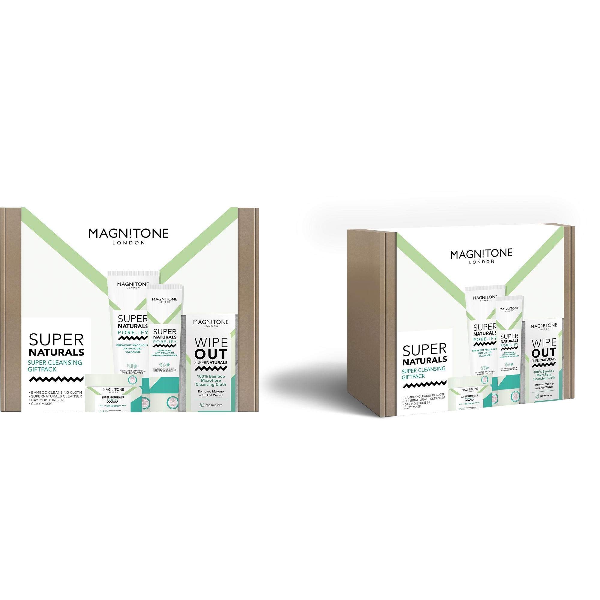 MagnitoneEcoSkin Luxury Kit Super Cleansing Gift Pack with 2 x Bamboo Cloths SuperNaturals Cleanser ZeroShine Mineral Day Moisturiser Enzyme Clay Mask, 1 count
