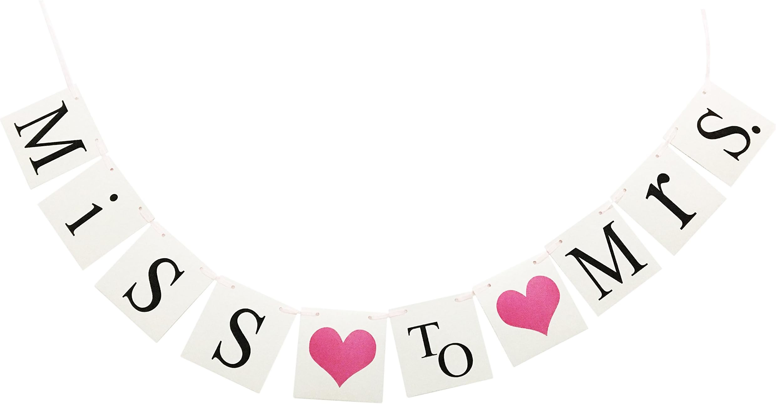 Miss to Mrs Bunting Banner DIY Kit for Wedding Celebration Bridal Shower and Bachelorette Party Decorations and photo props.