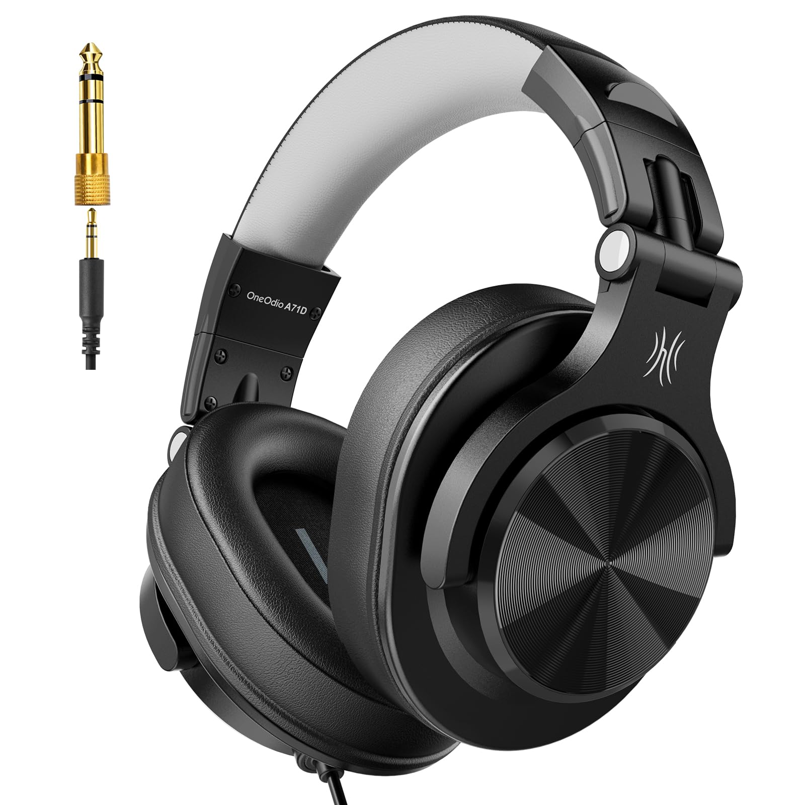 OneOdio Cuffie over-ear cablate A71D, cuffie con microfono da studio, cuffie stereo DJ Hi-Res con design pieghevole, jack da 3,5/6,35 mm per registrazione amplificatore, podcast, mixing, PC, chitarra