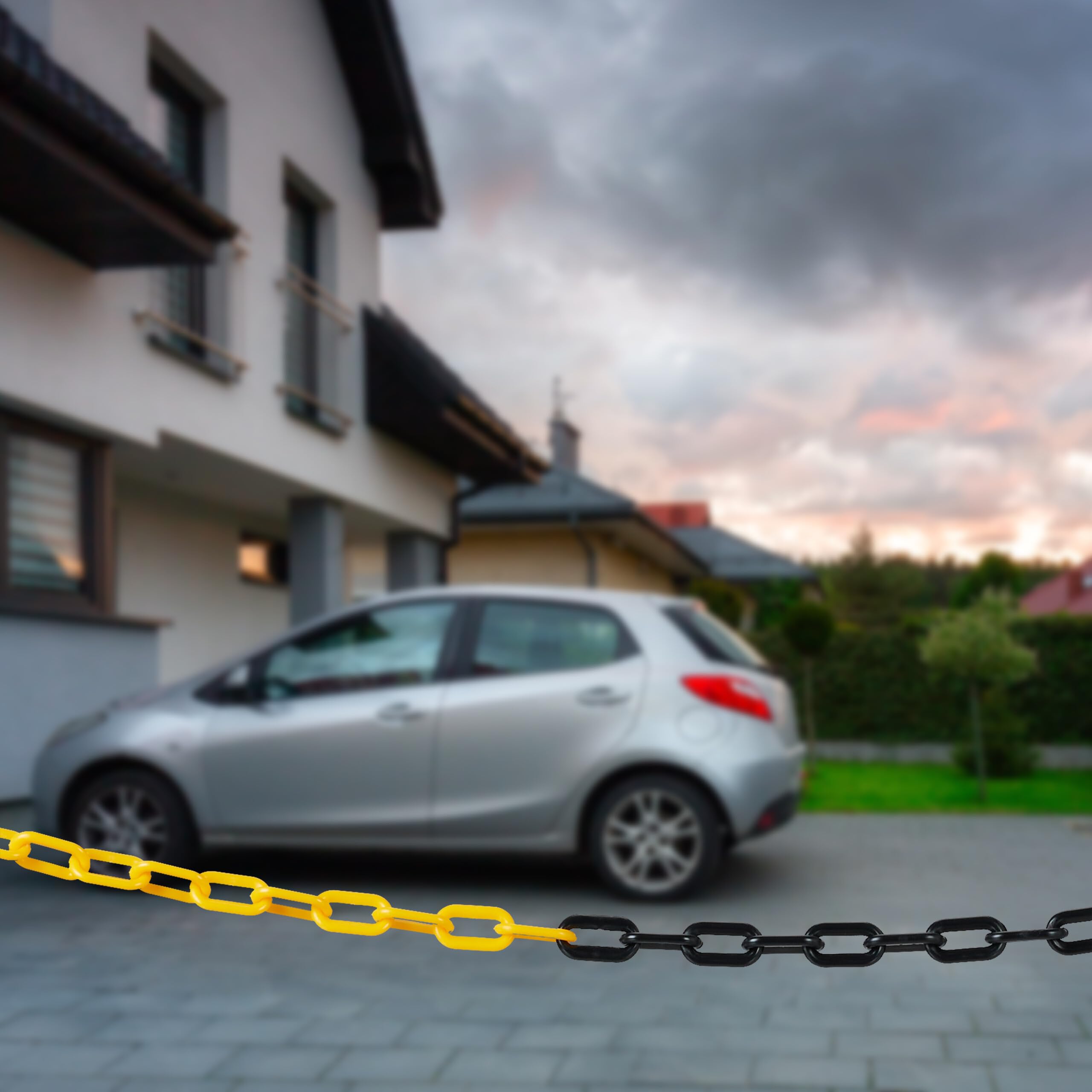 Relaxdays Chaîne de signalisation en Plastique, pour délimiter parkings, Chantiers, etc, Diff. Longueurs, Jaune/Noire