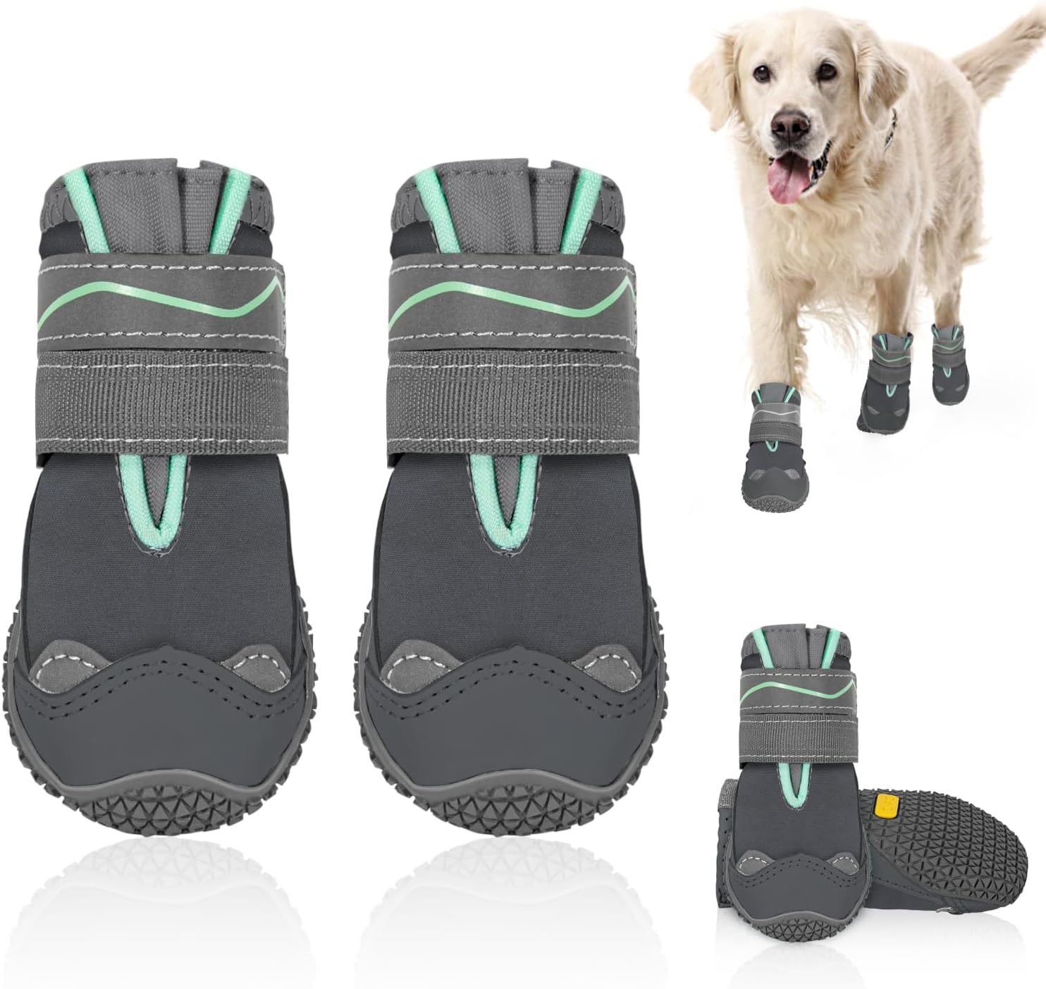 slowton dog shoes for large small medium dogs - waterproof dog boots for summer hot pavement, paw protector for outdoor walking winter snow, anti-slip rubber dog booties for hard floor (gy, 8) a1-grey waterproof #8 (width 3.0 inch) for 74-91 lbs