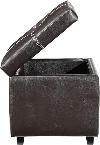 Miniatura 4 de Modway Treasure - Cubo otomano cuadrado de piel sintética en color espresso