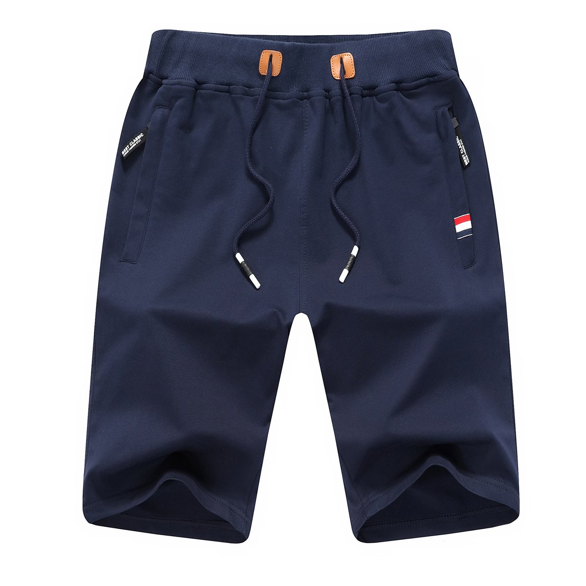 JustSun Short Sport Homme Running Coton avec Poches Zippées