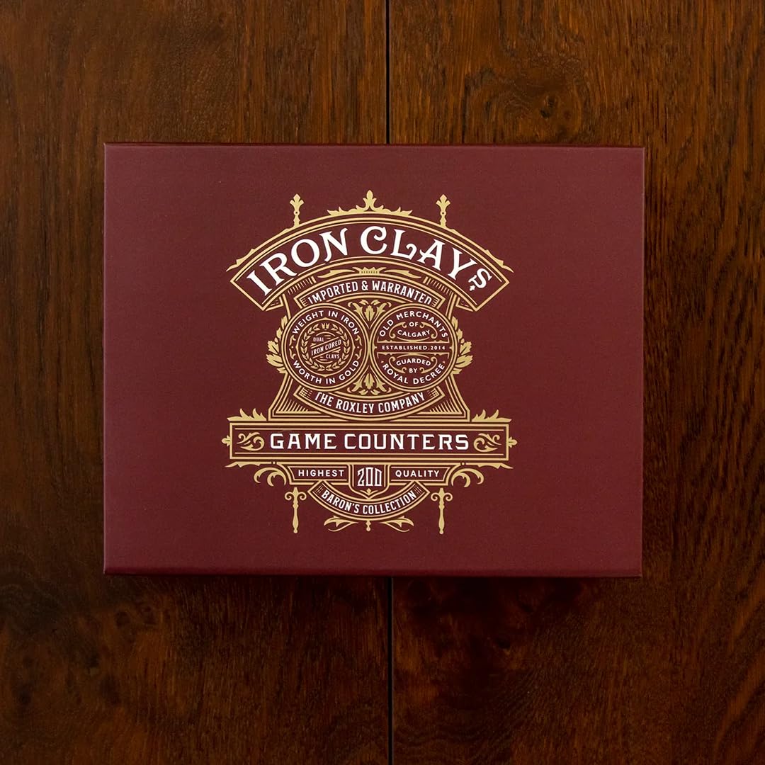 ROXLEY GAMES | Iron Clays 200 | Luxury Gaming Chip Set Accessory | 2 Players | 20-40 Minutes