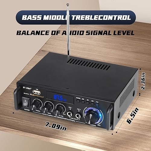 Miniatura 5 de Amplificador de audio estéreo, 300 W, sistema de amplificador de potencia inalámbrico Bluetooth 5.0 de 2 canales, amplificador de potencia para el