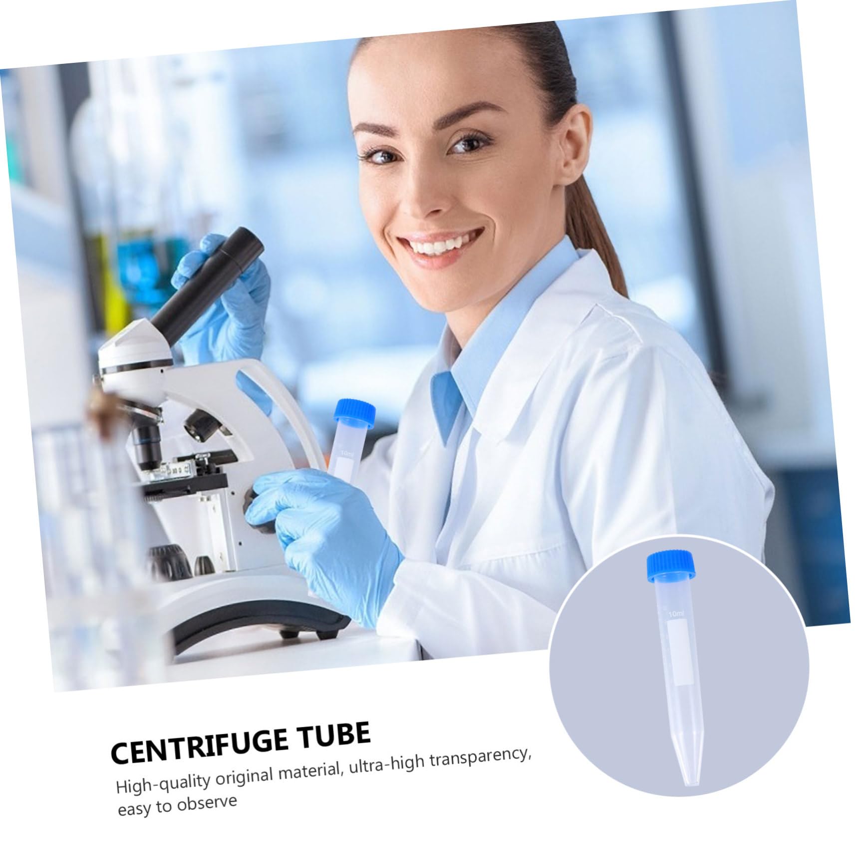 Mobestech 100 Pezzi Provetta Centrifuga Conica da 10ml in Plastica Trasparente con Tappi Sigillanti, per Test di Laboratorio e Uso Artigianale