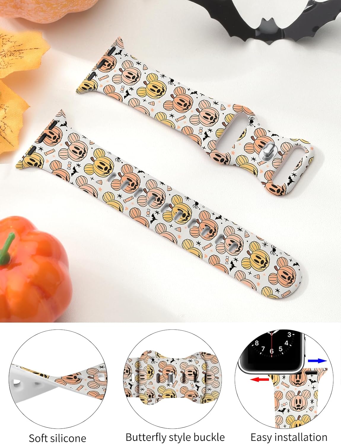 Watbro Halloween Watch Band Compatible with Apple Watch 38mm 40mm 41mm 42mm 44mm 45mm 46mm 49mm for Men Women，Soft Silicone Replacement Strap for iWatch Series11 10 9 8 7 6 5 4 3 2 1 SE Ultra - Image 4