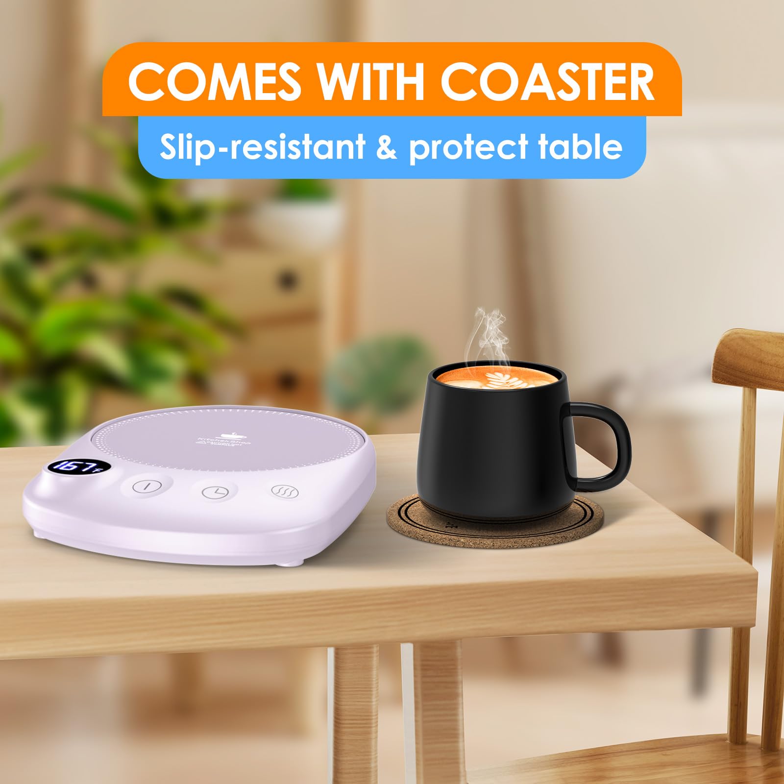 Chauffe-tasse à café, chauffage plus rapide et température plus élevée, chauffage de tasse à café pour ordinateur, arrêt automatique, 4 réglages de température et 1 minuteur