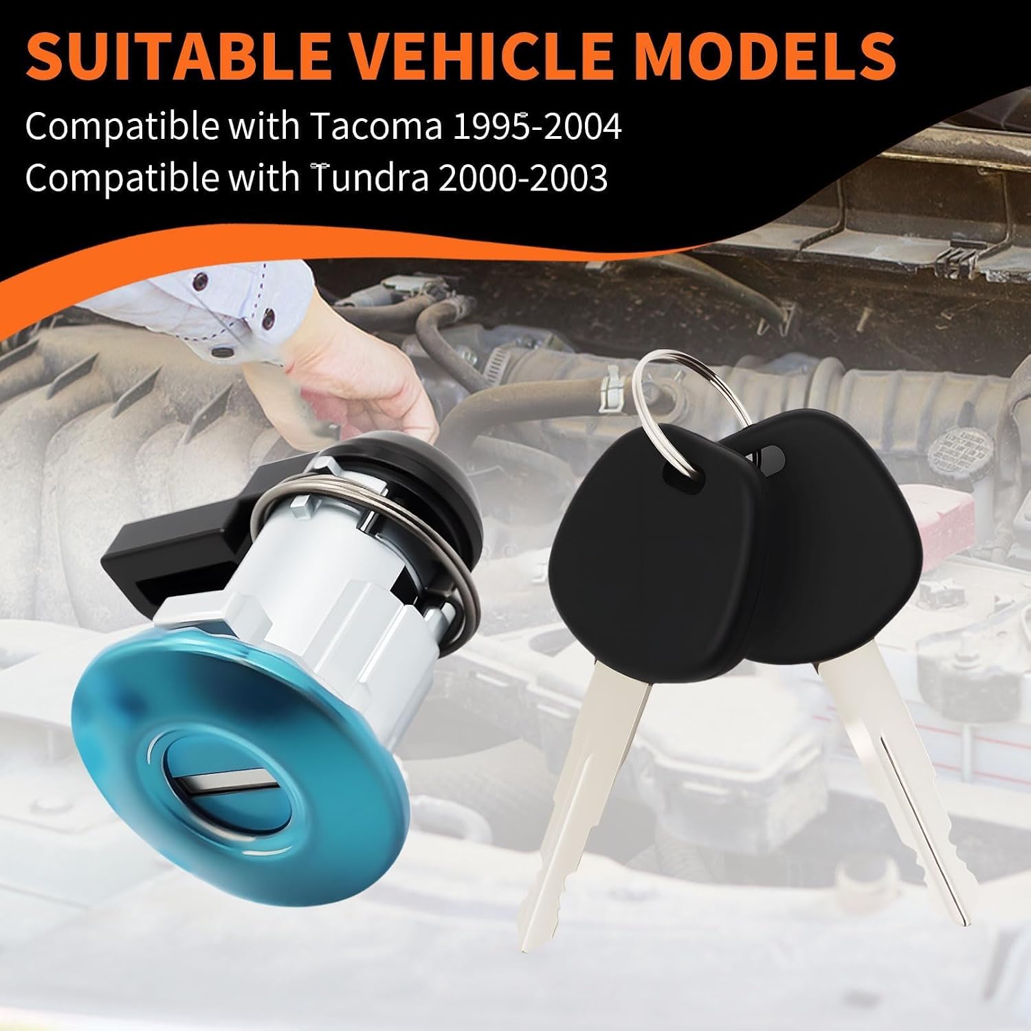 Fuel Door Lock Cylinder & Keys Compatible with Tacoma Tundra 1995-2004 69058-35140 69058-26030 69058-34020 Gas Fuel Filler Lid Lock